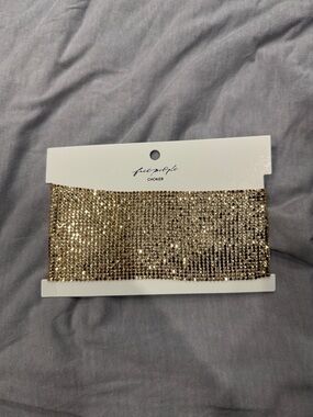 Free People Gold Crystal Mesh Choker